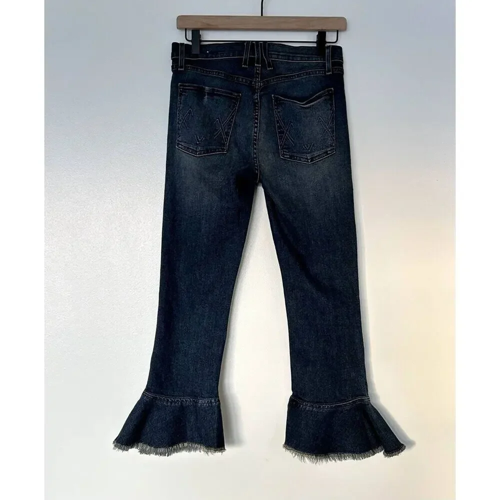 McGuire Denim Bohemia Flounce Cropped Kick Flare‎ Jeans Ruffle Hem Anthropologie